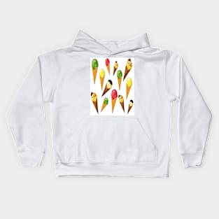 Ice Cream Cones-White Kids Hoodie